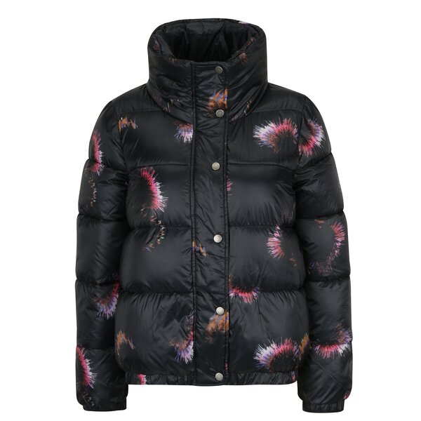 Geaca matlasata neagra cu print floral stilizat Jacqueline de Yong Roona