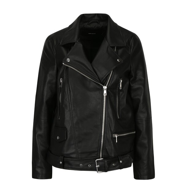 Geaca biker neagra din piele sintetica VERO MODA Juhuu