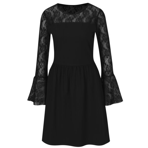 Rochie neagra cu maneci clopot din dantela ONLY Niella