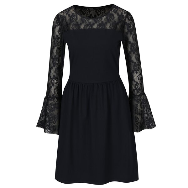 Rochie albastru inchis cu maneci clopot din dantela ONLY Niella