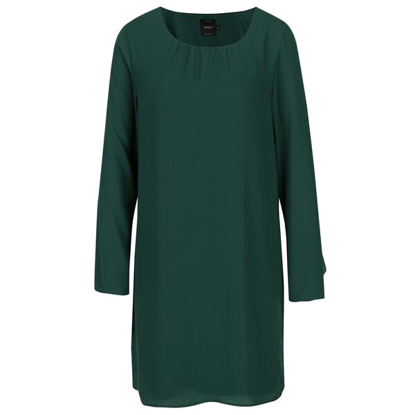 Rochie dreapta verde cu volane pe maneci ONLY Diana