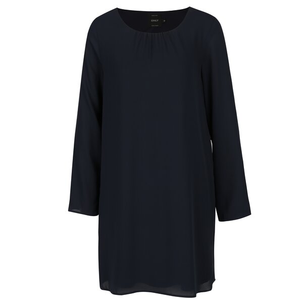 Rochie dreapta albastru inchis cu volane pe maneci ONLY Diana