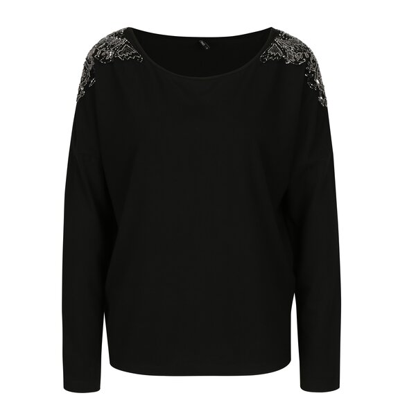 Bluza neagra cu aplicatie din margele pe umeri ONLY Mirabella