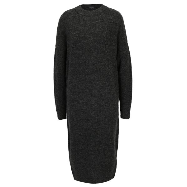 Rochie pulover gri inchis melanj din amestec de lana - Broadway Namara