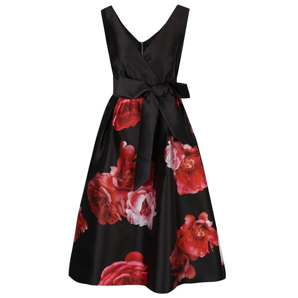 Rochie fara maneci cu funda si print floral Dorothy Perkins