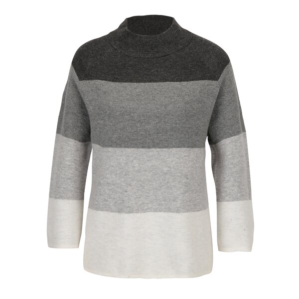 Pulover in nuante de gri cu model in dungi - Broadway Oxama