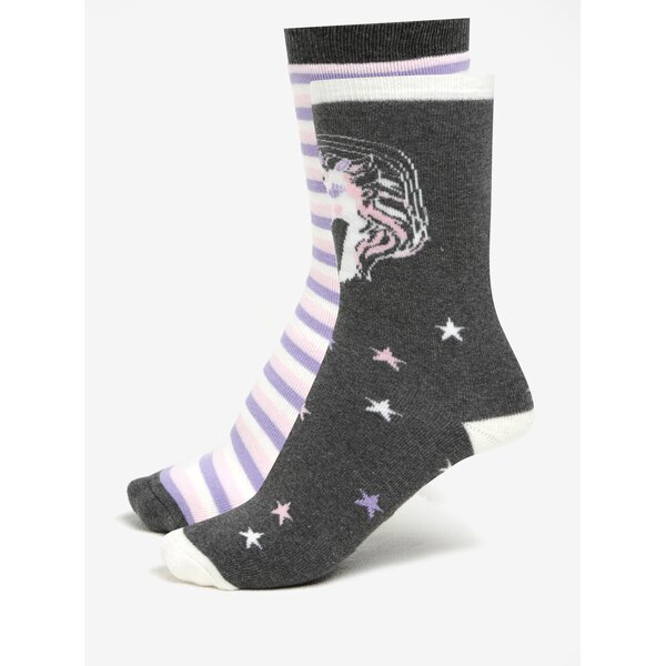 Set de 2 perechi de sosete antialunecare cu unicorn&dungi Dorothy Perkins