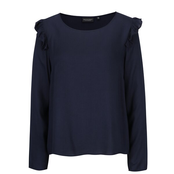 Bluza bleumarin cu volane pe umeri pentru femei - Broadway Orla
