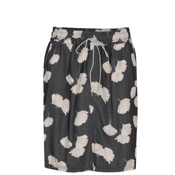 Fusta gri cu print floral si snur Broadway Nimue