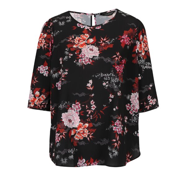 Bluza neagra lejera cu print floral Dorothy Perkins Curve