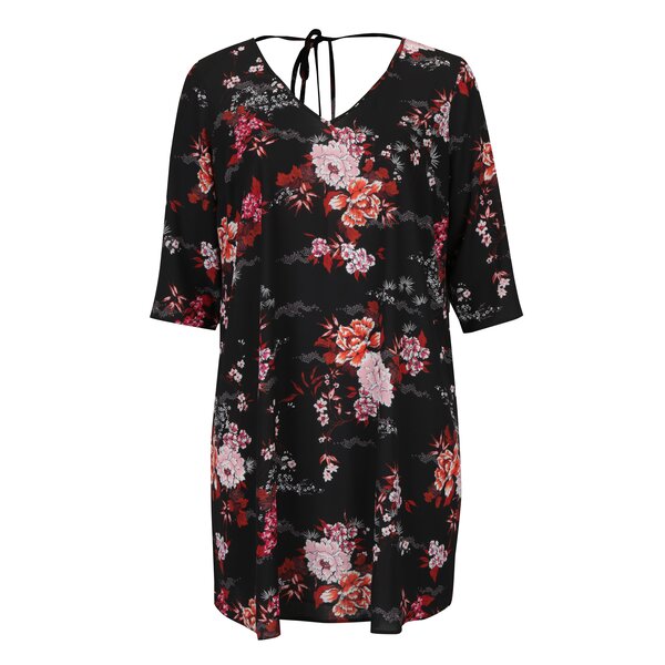 Rochie cu print floral si snur la spate Dorothy Perkins Curve