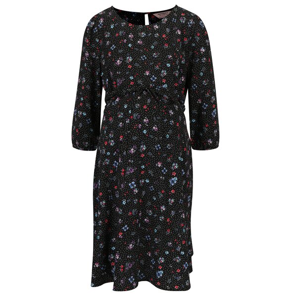 Rochie neagra cu print floral si cordon Dorothy Perkins Maternity