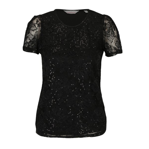 Tricou negru cu dantela si paiete aplicate - Dorothy Perkins Petite