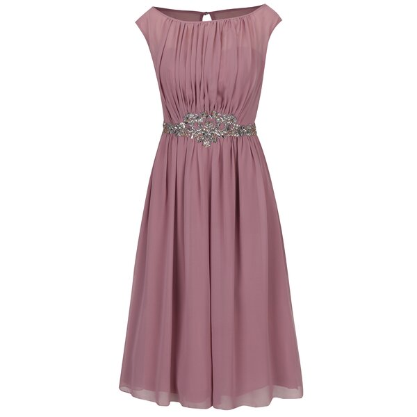 Rochie roz prafuit cu aplicatie decorativa in talie Little Mistress