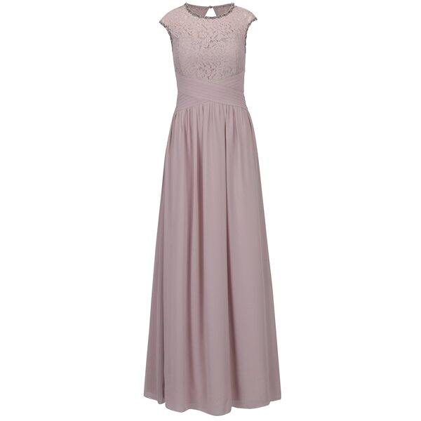 Rochie maxi roz prafuit cu dantela si aplicatie decorativa Little Mistress