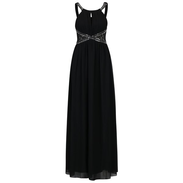 Rochie neagra cu aplicatii decorative si dantela Little Mistress