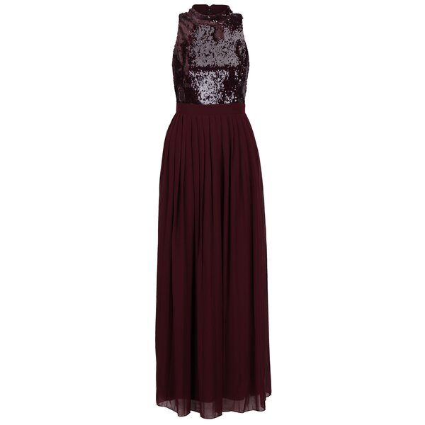 Rochie maxi rosu bordo fara maneci - Little Mistress