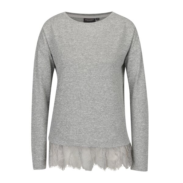 Bluza gri melanj cu aplicatie franjurata Broadway Sylvi