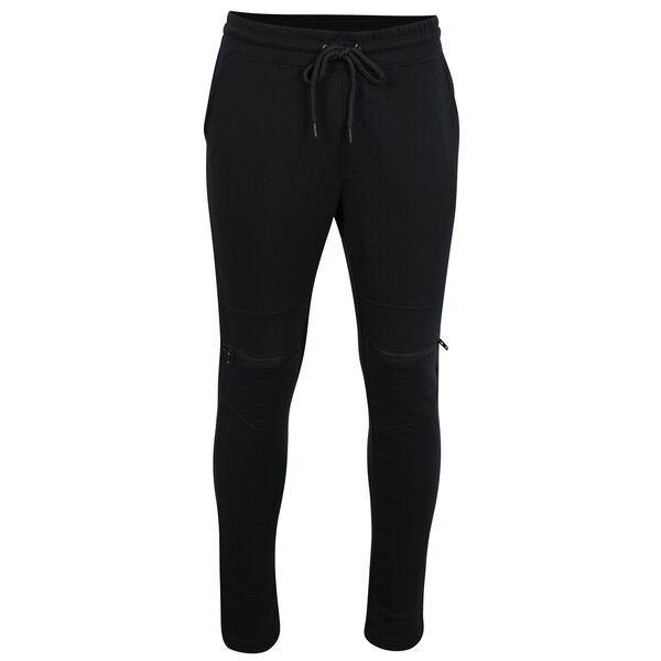 Pantaloni sport negri cu fermoare pe genunchi - Jack & Jones Core Bone