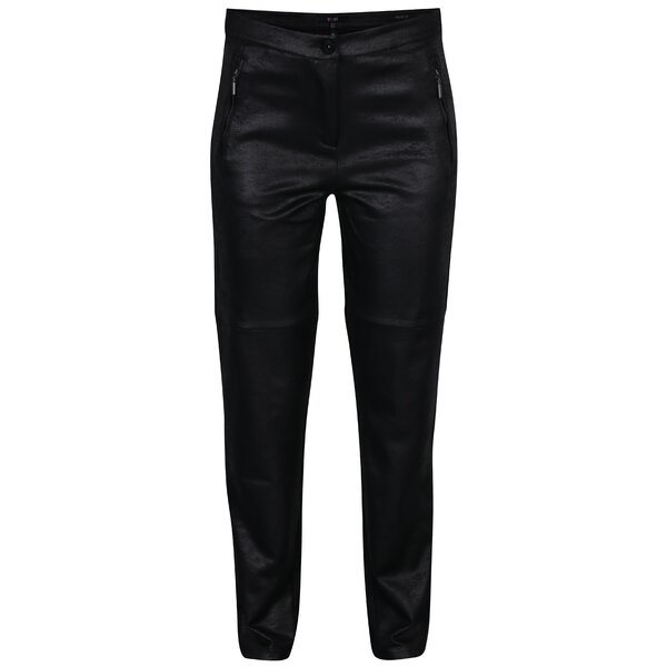 Pantaloni negri drepti cu aspect de piele - Yest