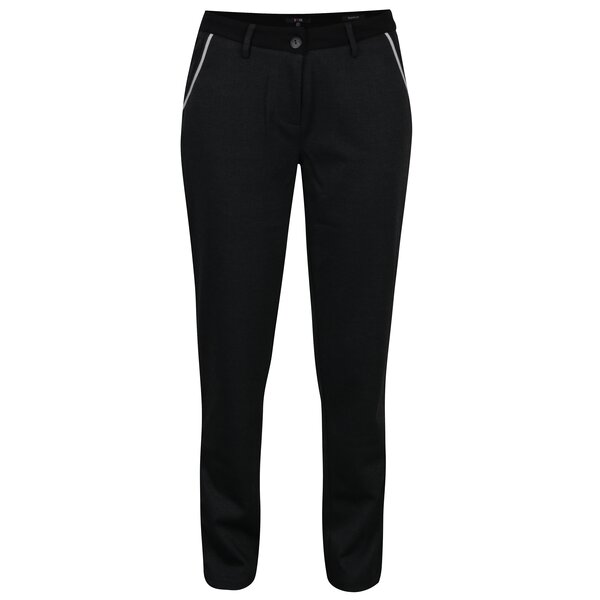 Pantaloni regular fit gri inchis cu dunga pe lateral - Yest