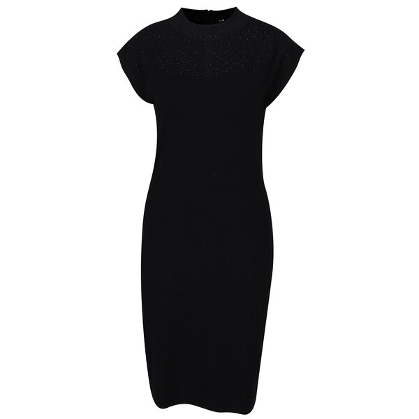 Rochie neagra tricotata fin cu aplicatii discrete - Yest