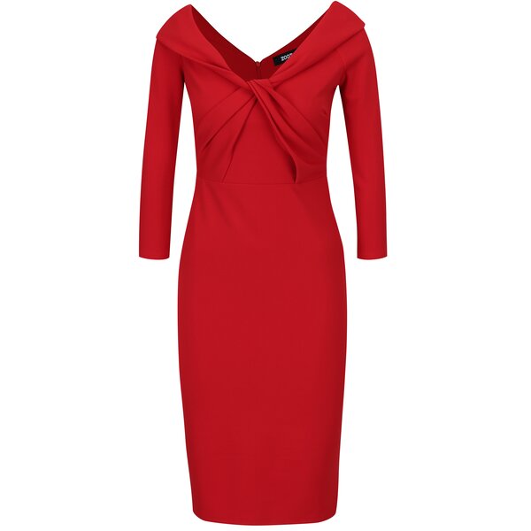 Rochie rosie cu nod decorativ ZOOT