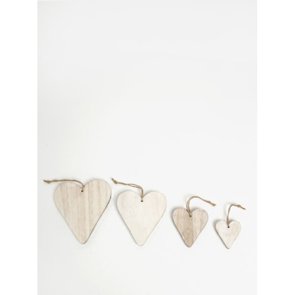 Set de 4 inimi decorative din lemn - Dakls