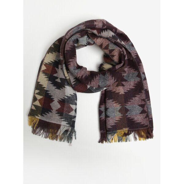 Fular gri&bordo cu model aztec si carouri Pieces Sandie