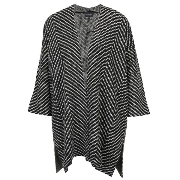 Cardigan negru&crem cu maneci raglan si model zig zag Broadway Seraphia