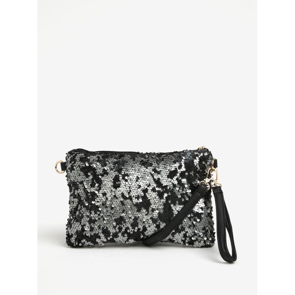 Geanta plic / crossbody cu paiete argintii si bareta detasabila - Hailys Carla