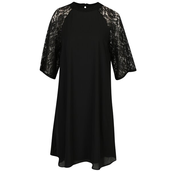Rochie neagra cu maneci 3/4 din dantela Broadway Sarita