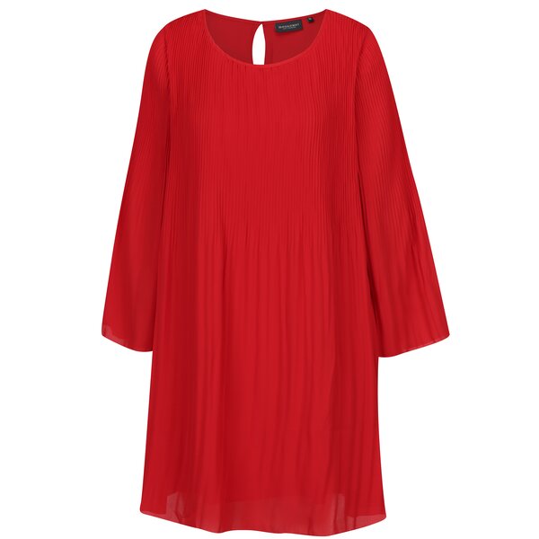 Rochie rosie cu pliuri si maneci evazate Broadway Sophina