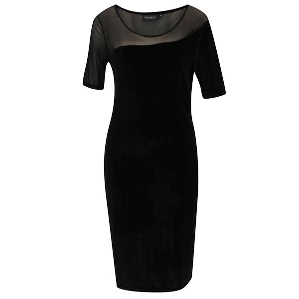 Rochie neagra asimetrica cu aspect catifelat si plasa Broadway Shae
