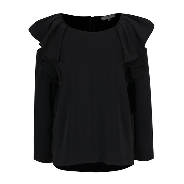 Bluza neagra cu volane si decupaje pe umeri - Selected Femme Kassia