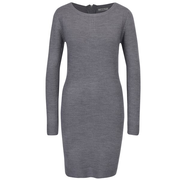 Rochie pulover gri melanj cu fermoar la spate - Hailys Naomi