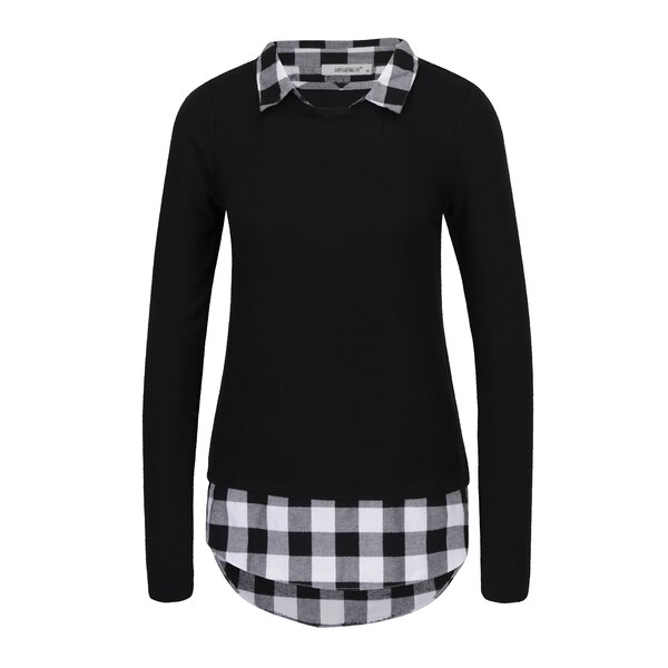 Bluza neagra cu aspect de camasa si croi asimetric - Hailys Linda
