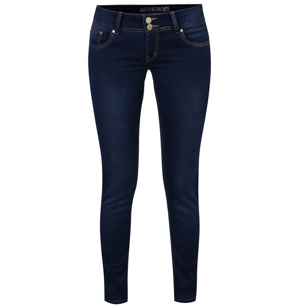Blugi slim fit bleumarin cu talie joasa - Hailys Kitty