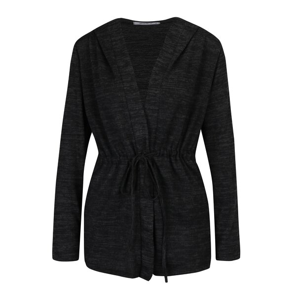 Cardigan cu gluga si talie ajustabila gri inchis melanj - Haily´s Adaline