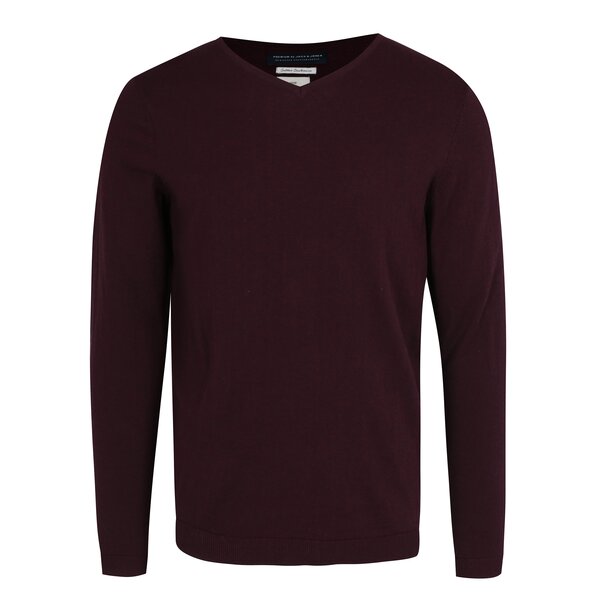 Pulover bordo cu decolteu anchior Jack & Jones Luke Premium