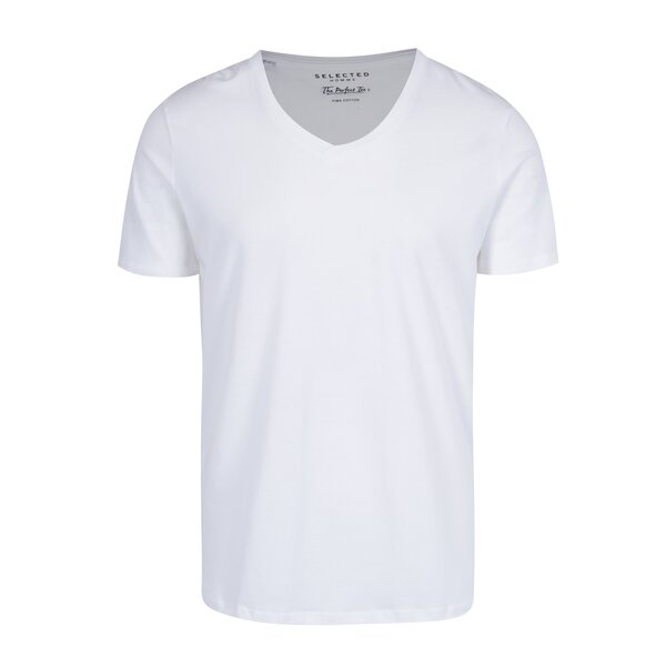 Tricou basic alb din bumbac pima Selected Homme