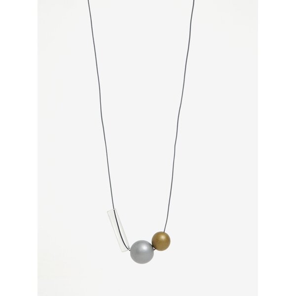 Colier handmade cu margele din lemn si pandantiv tubular din sticla - KO-RA-LE Ball