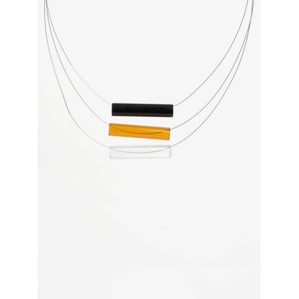 Colier handmade cu pandantive tubulare oranj din sticla - KO-RA-LE Tri