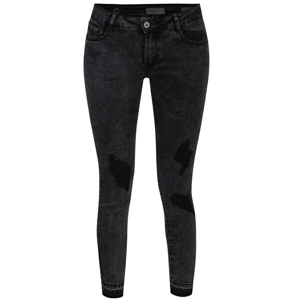 Blugi gri inchis cu talie joasa si aspect prespalat - Haily´s Liane