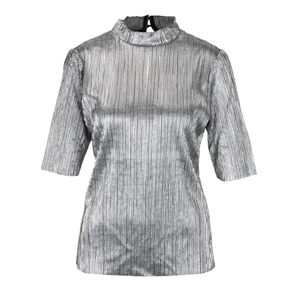 Bluza argintie cu aspect lucios si pliuri VILA Silvi Bluza argintie cu aspect lucios si pliuri VILA Silvi