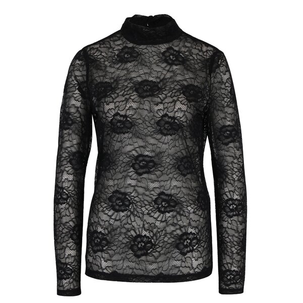 Bluza negra transparenta din dantela cu model floral VILA Ikas Bluza negra transparenta din dantela cu model floral VILA Ikas