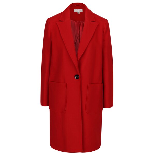 Palton rosu din amestec de lana Miss Selfridge