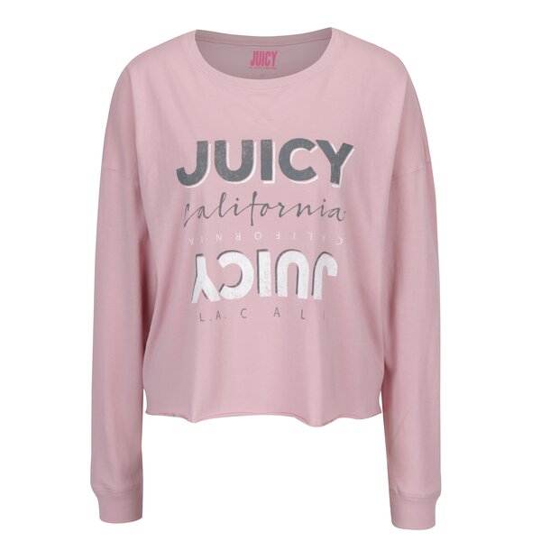 Bluza roz cu print text si tiv nefinisat Juicy Couture