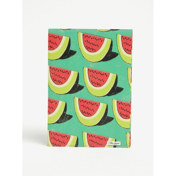Carnetel A5 handmade verde cu print pepeni - I Like Paper A5 Carnetel A5 handmade verde cu print pepeni - I Like Paper A5