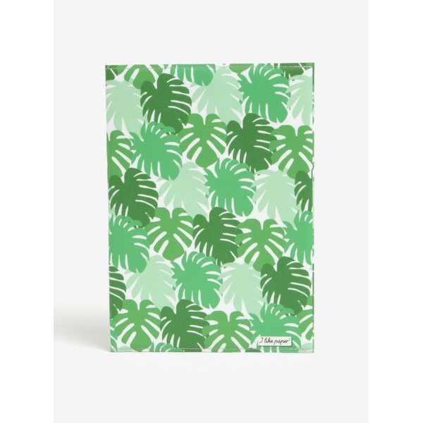 Carnetel A5 handmade verde cu print frunze - I Like Paper A5